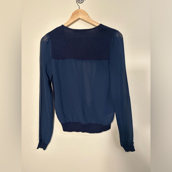 BCBMAXAZRIA Blue Chiffon Cardigan top - Picture 6 of 7